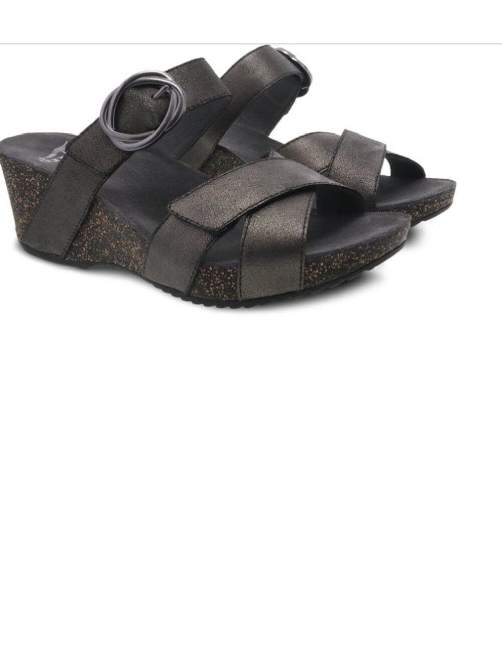 Dansko Susie Platform Wedge Sandals in Graphite with Buckle Feature